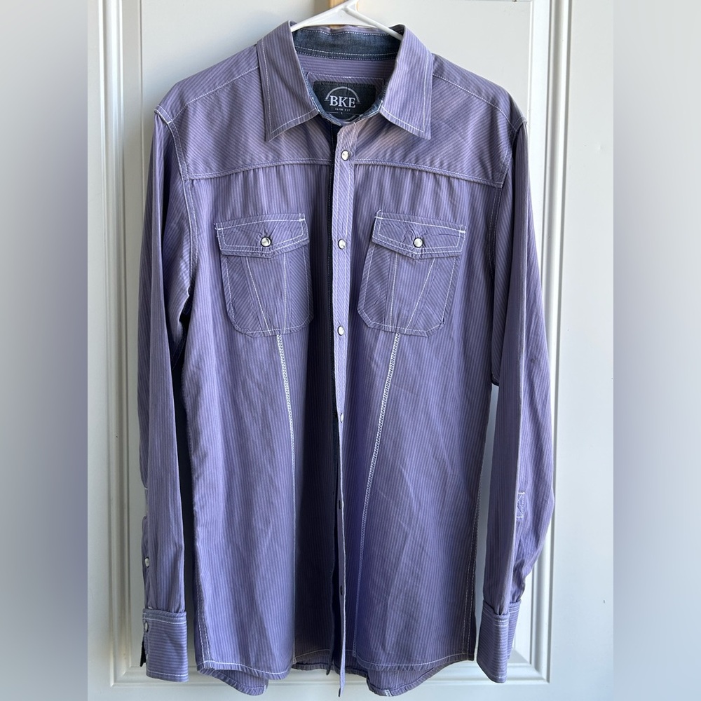 BKE | Men's Purple Western Shirt | Size Large